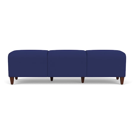 Lesro Siena Lounge Reception 3 Seat Bench, Walnut, OH Cobalt Upholstery SN3001